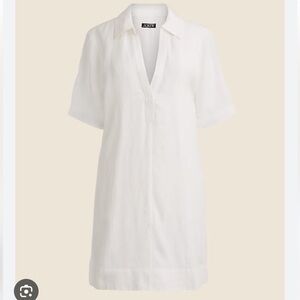 NWT J Crew Bungalow popover dress in linen white, size XS